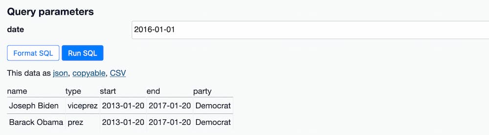 Now the query shows two results - for Barack Obama and Joseph Biden